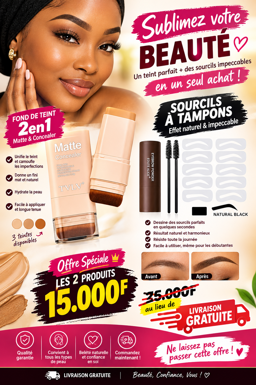 FOND DE TEINT 2en1 +SOUCILS A TAPONS